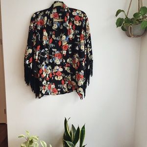 Boho fringe kimono
